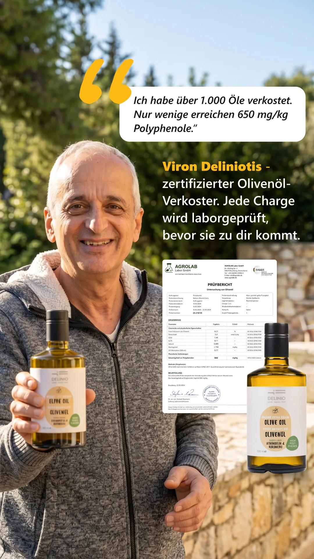 Delinio – Meta Ad Creative: Reason-Benefit für Premium-Öl